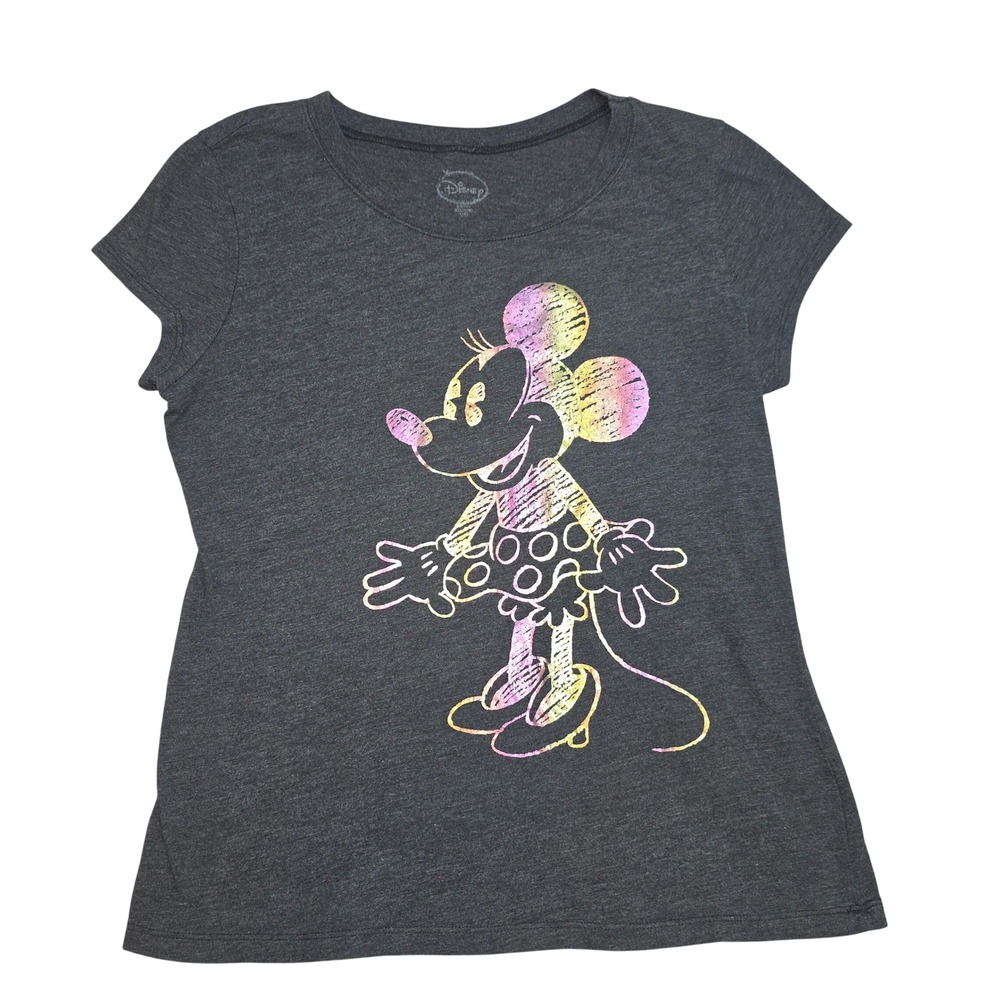 Disney Minnie Mouse Graphic T-Shirt Charcoal Gray Heather Junior XXL 19